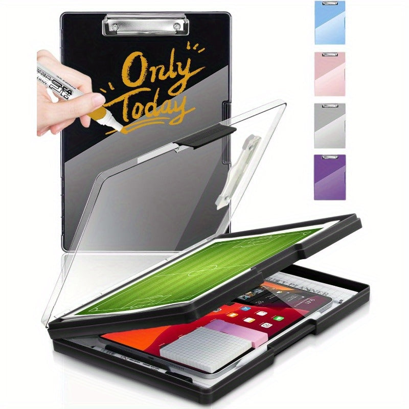 Heavy-Duty Plastic Coach Clipboard with Pen Holder & Dry Erase Surface - Large Capacity, Waterproof Design for Sports & Office