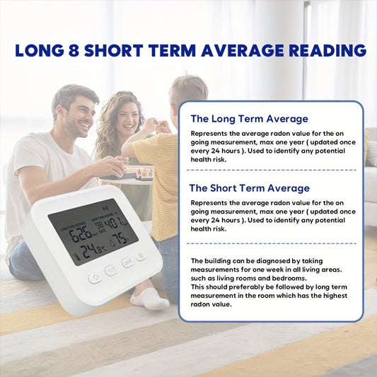 ANJKFLUR Radon Detector - High Sensitivity Continuous Monitor with USB-Powered Detection for Home and Office