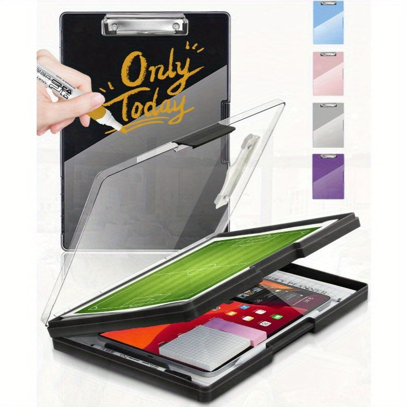 Heavy-Duty Plastic Coach Clipboard with Pen Holder & Dry Erase Surface - Large Capacity, Waterproof Design for Sports & Office