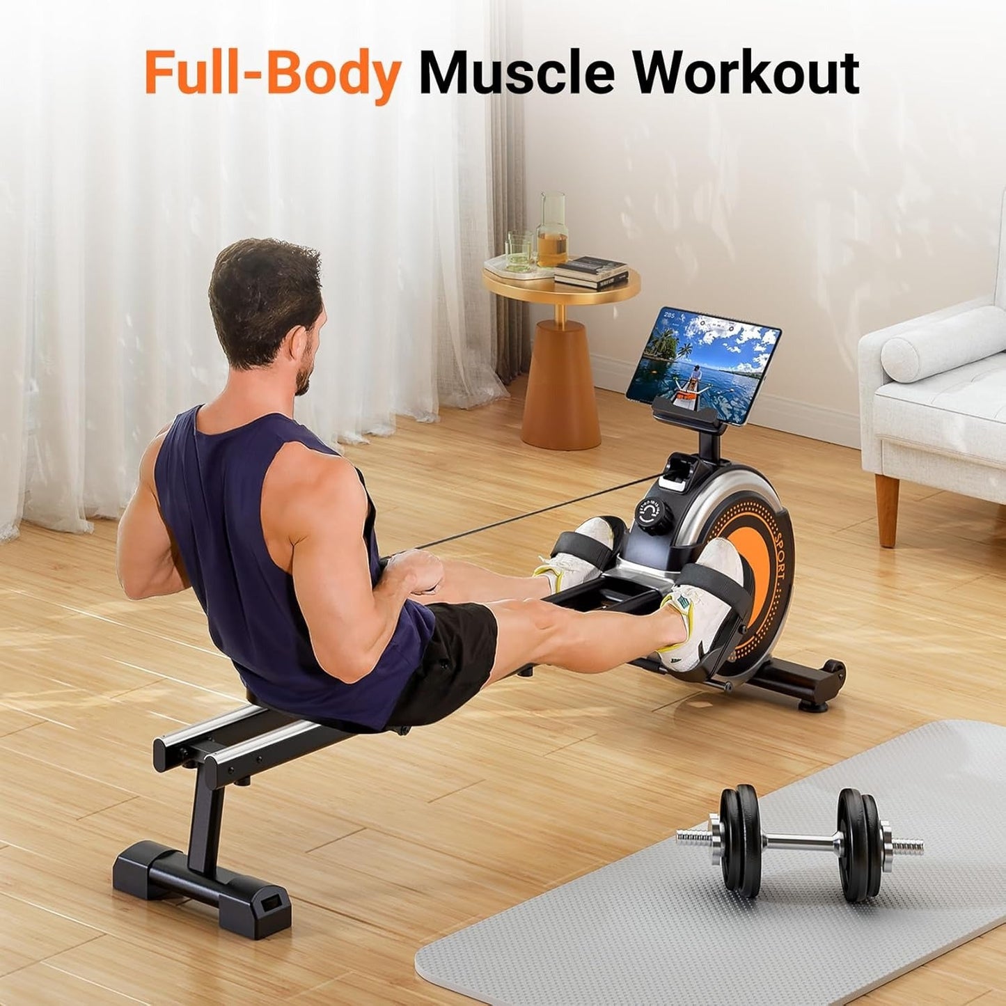 Premium Rowing Machine for Home - 16-Level Magnetic Resistance, Dual Slide Rail, 350 lbs Capacity