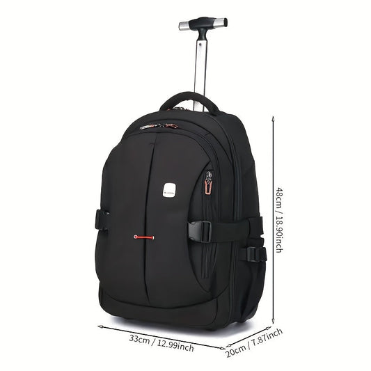 Black Oxford Fabric Convertible Backpack with Wheels - Business Travel & College Essential