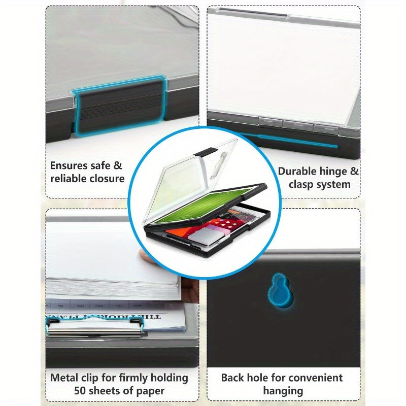 Heavy-Duty Plastic Coach Clipboard with Pen Holder & Dry Erase Surface - Large Capacity, Waterproof Design for Sports & Office