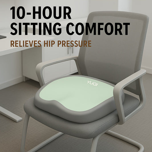 10-Hour Ergonomic Memory Foam Office Chair Cushion - Adjustable Support