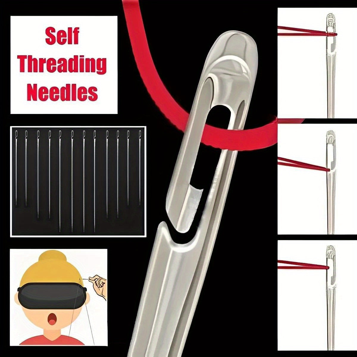 Heavy-Duty Sewing Needles - Easy Threading for Seniors & Arthritic Hands