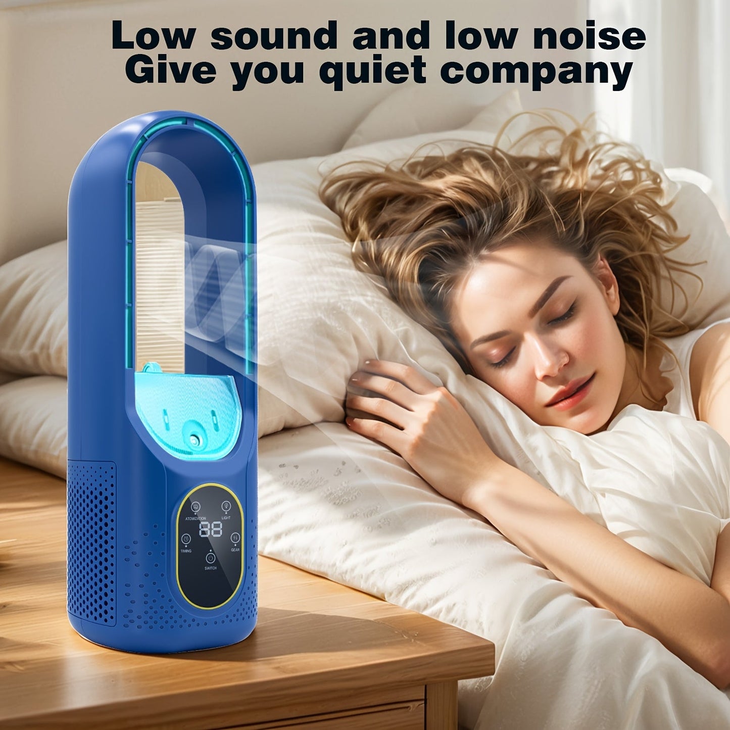 Portable Bladeless Fan with USB, 6 Speeds & LED Display - Quiet & Strong for Travel, Home & Outdoor