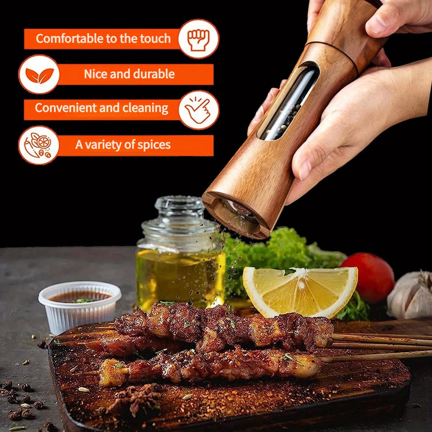 Faridabio Wooden Pepper Salt Mill Set - No Electricity Required - Housewarming Gift