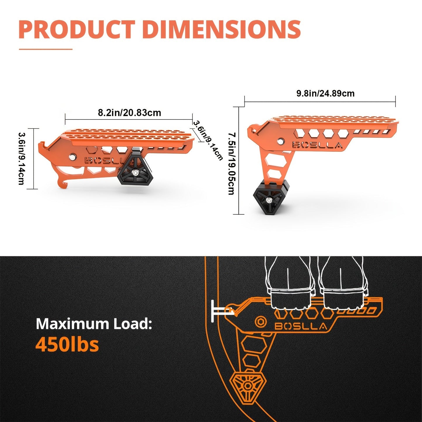 BOSLLA Folding Car Door Step - Easy Install, 204KG Load, Universal Fit