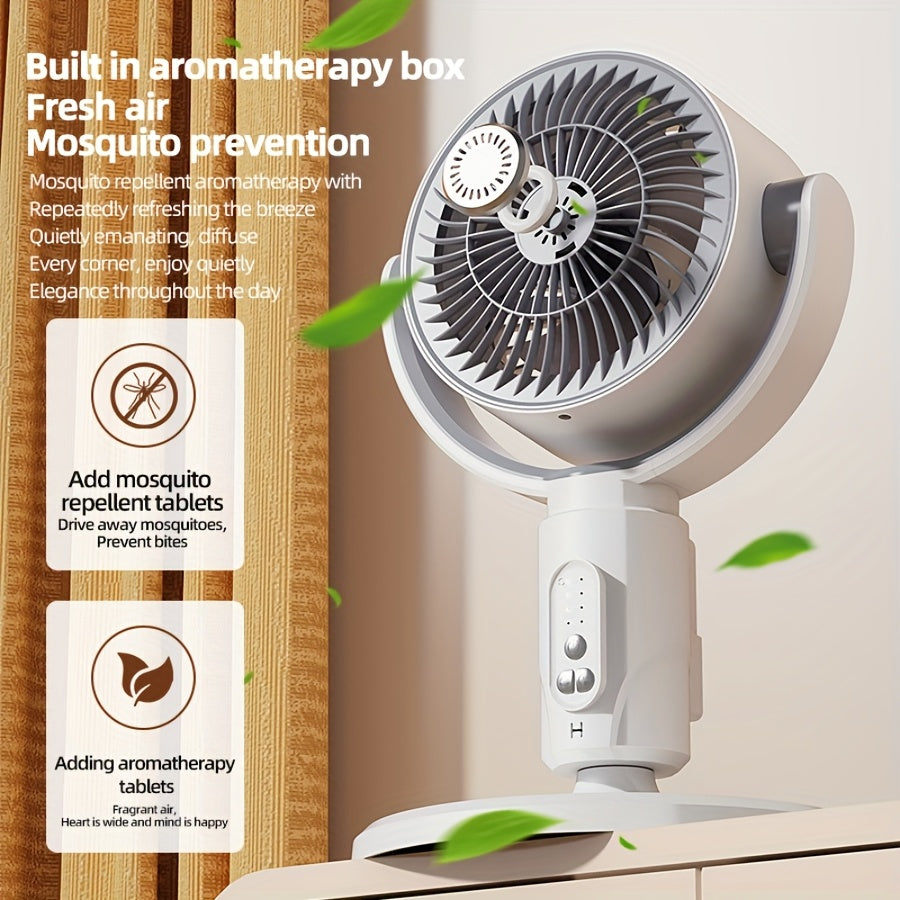 Adjustable High-Low Fan with Aromatherapy, Mosquito Proof, 5-Speed, USB Charging