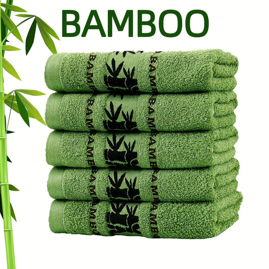 Self Flying Bamboo Fiber Towels - 5pcs Set, Absorbent & Quick-Drying, Super Soft, Beige-Friendly, Ideal Bathroom Supplies