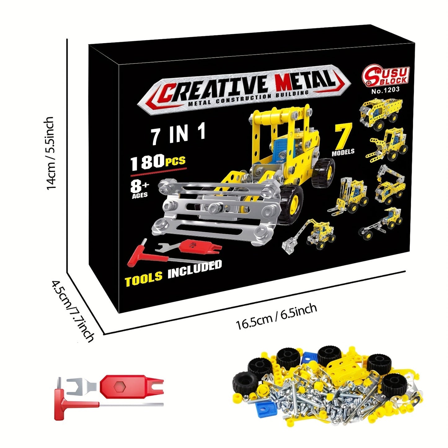 3D Metal Excavator Puzzle Building Kit for Kids - STEM Construction Vehicle Toys