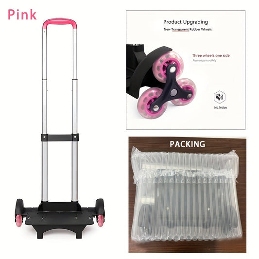 6-Wheel Retractable Trolley Backpack - Foldable & Portable with Rubber Wheels
