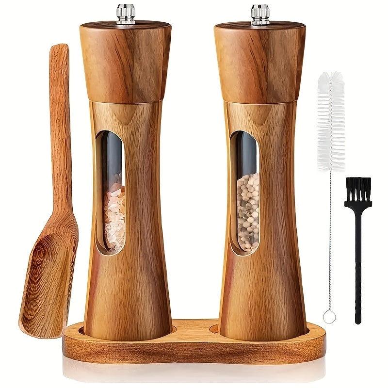 Faridabio Wooden Pepper Salt Mill Set - No Electricity Required - Housewarming Gift