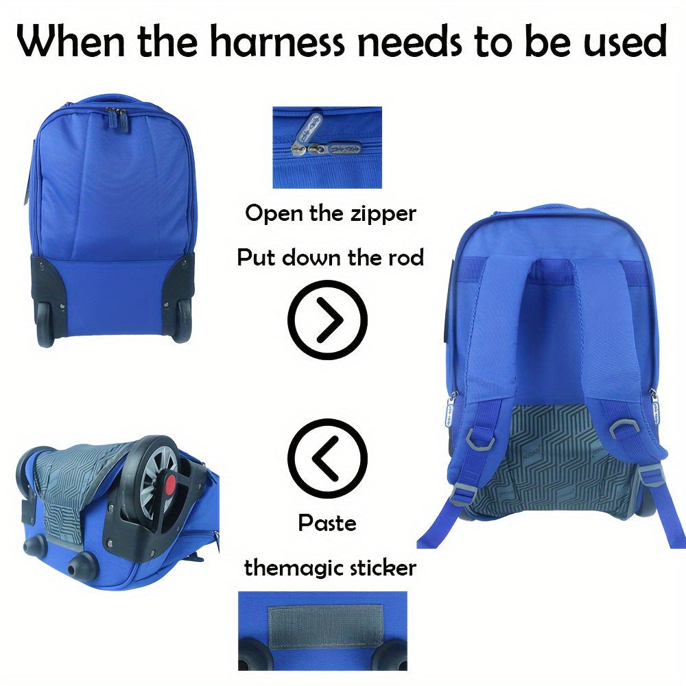 AODASI 20" Rolling Backpack with 16" Laptop Compartment, Telescopic Handle & In-Line Skate Wheels