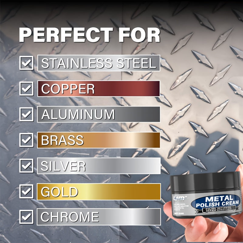 KJM Multi-Purpose Metal Polish & Repair Cream - Scratch Remover & Oxidation Protector for Chrome, Stainless Steel, Aluminum - Auto Detailing
