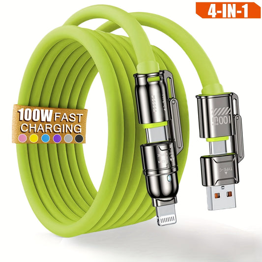 4-in-1 Kirsite Cable 100W Super Fast Charging for iPhone, iPad, Notebook, Mobile Phone