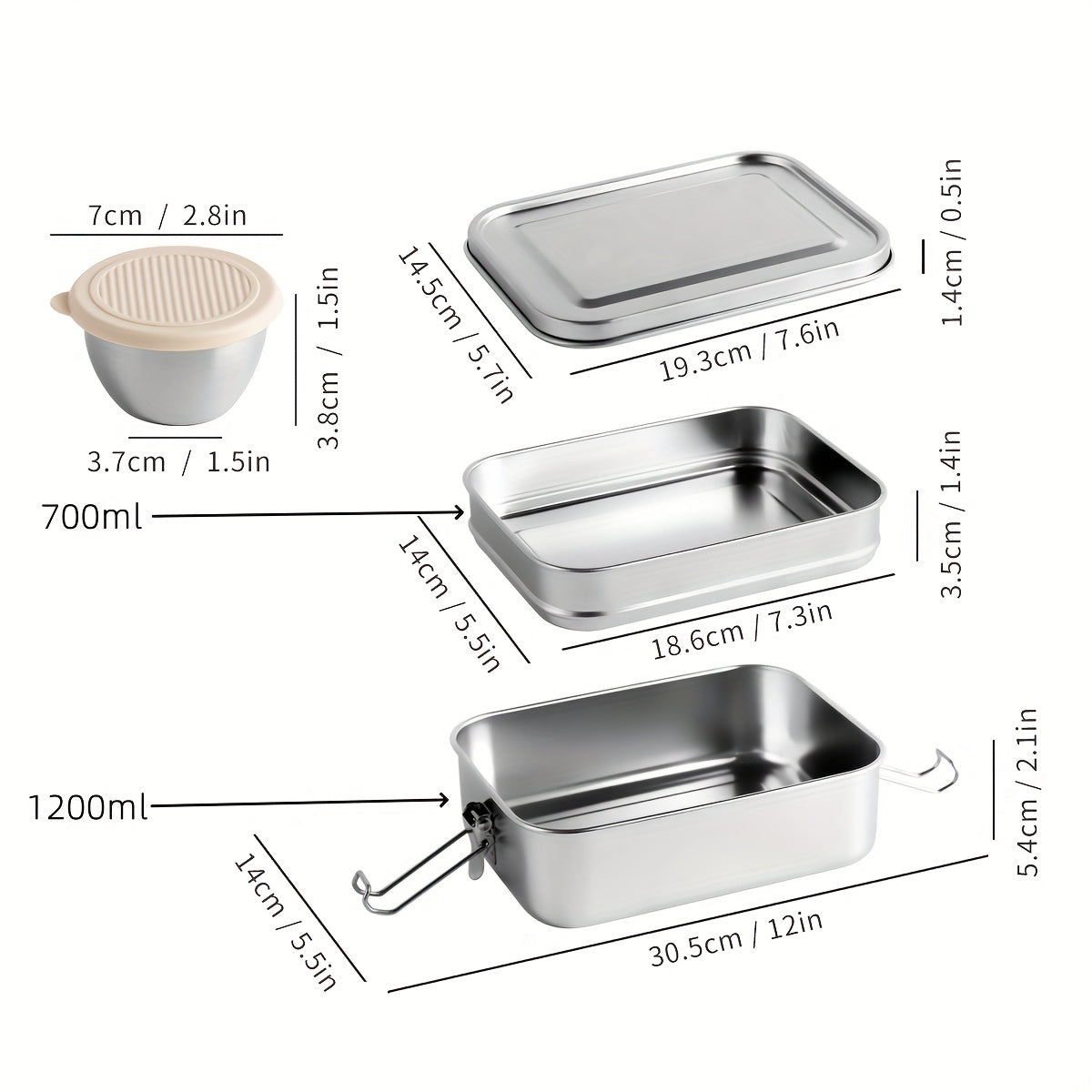 Upgraded SUS304 Stainless Steel Insulated Lunch Box with Snack Container - Leak-Proof & Dishwasher Safe