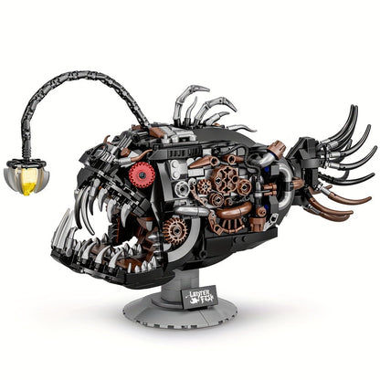1038pcs Mechanical Lantern Fish Building Block Set - Steampunk Style Collectible for Adults