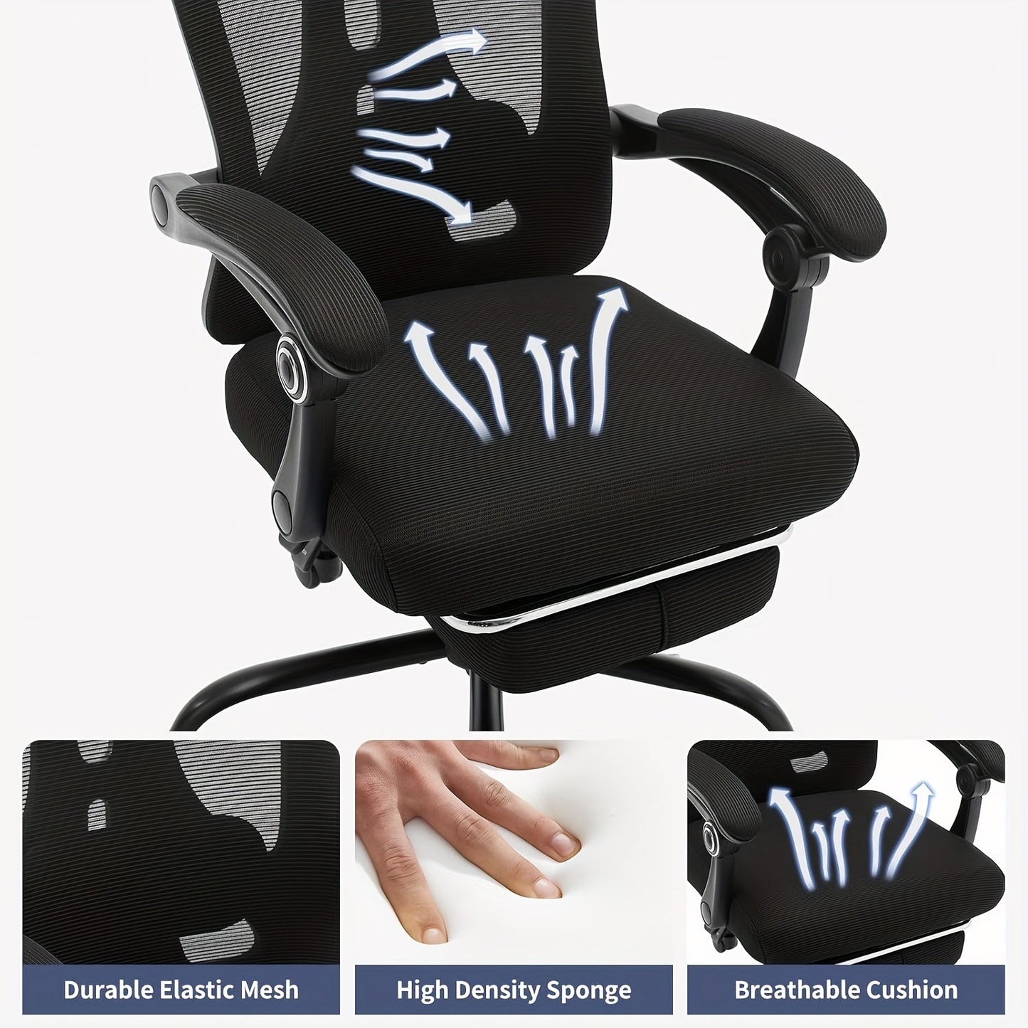 Ergonomic Office Chair with Adjustable Lumbar Support and Footrest