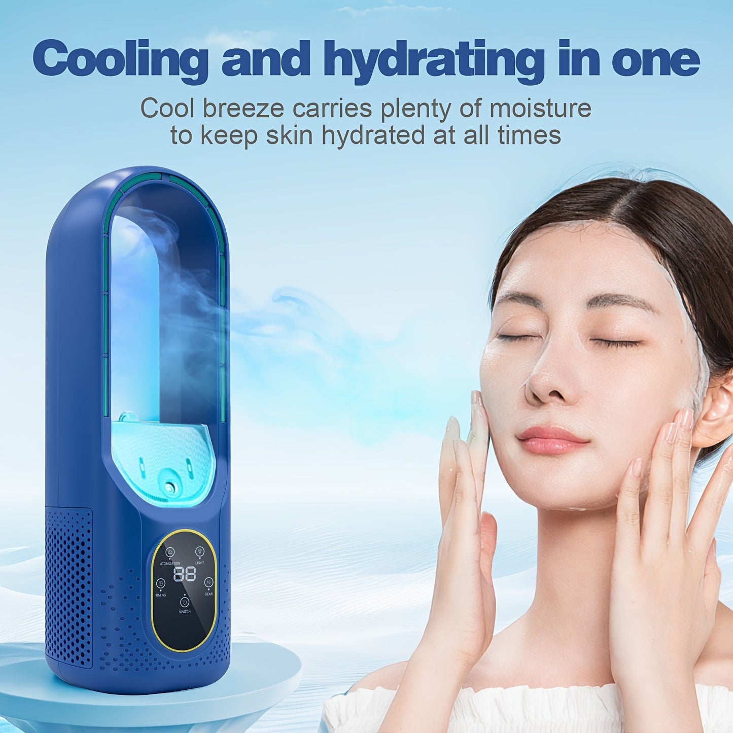 Portable Bladeless Fan with USB, 6 Speeds & LED Display - Quiet & Strong for Travel, Home & Outdoor