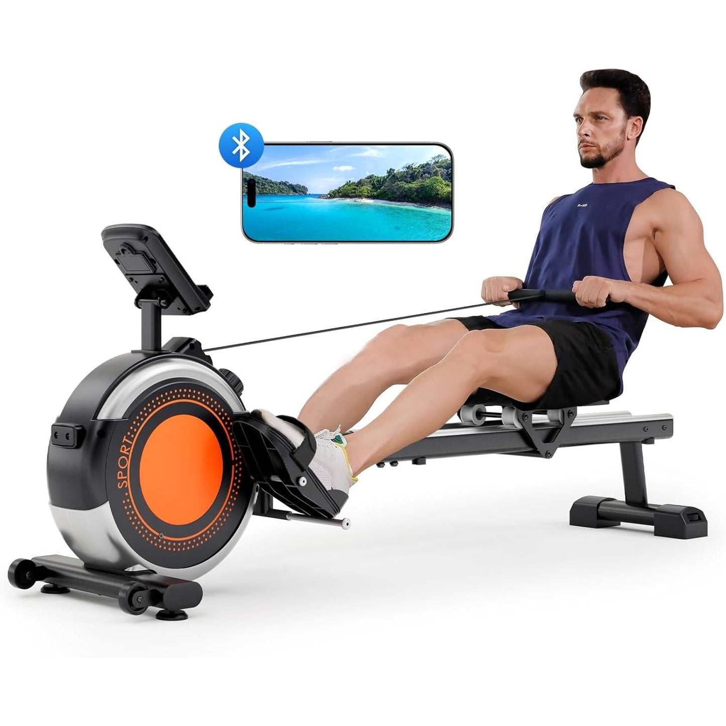 Premium Rowing Machine for Home - 16-Level Magnetic Resistance, Dual Slide Rail, 350 lbs Capacity