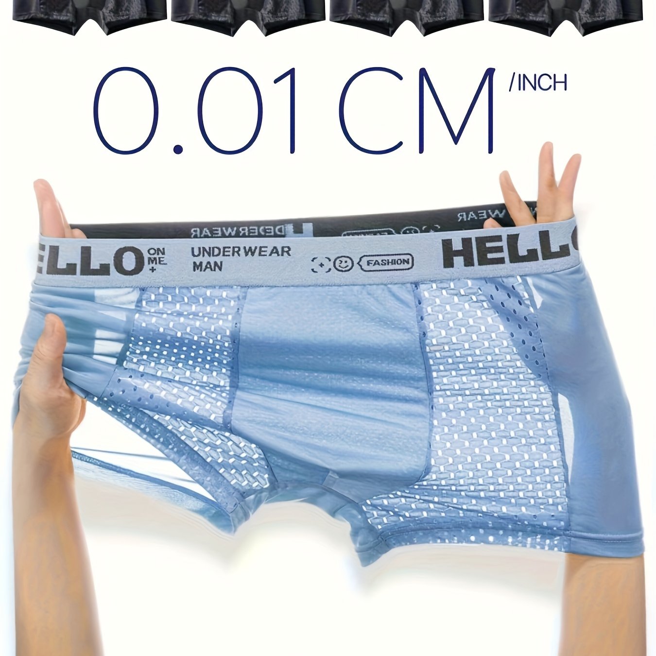 Men's Creative Ice Slippy Fiber Boxer Briefs 4-Pack - Breathable Mesh Fashion