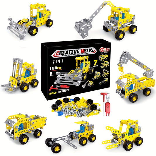 3D Metal Excavator Puzzle Building Kit for Kids - STEM Construction Vehicle Toys