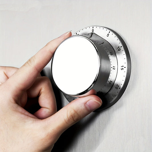 1pc Stainless Steel Chef Timer with Loud Alarm, Magnetic Backing, No Batteries Needed, 60-Minute Dial - Perfect for Cooking, Baking, and More
