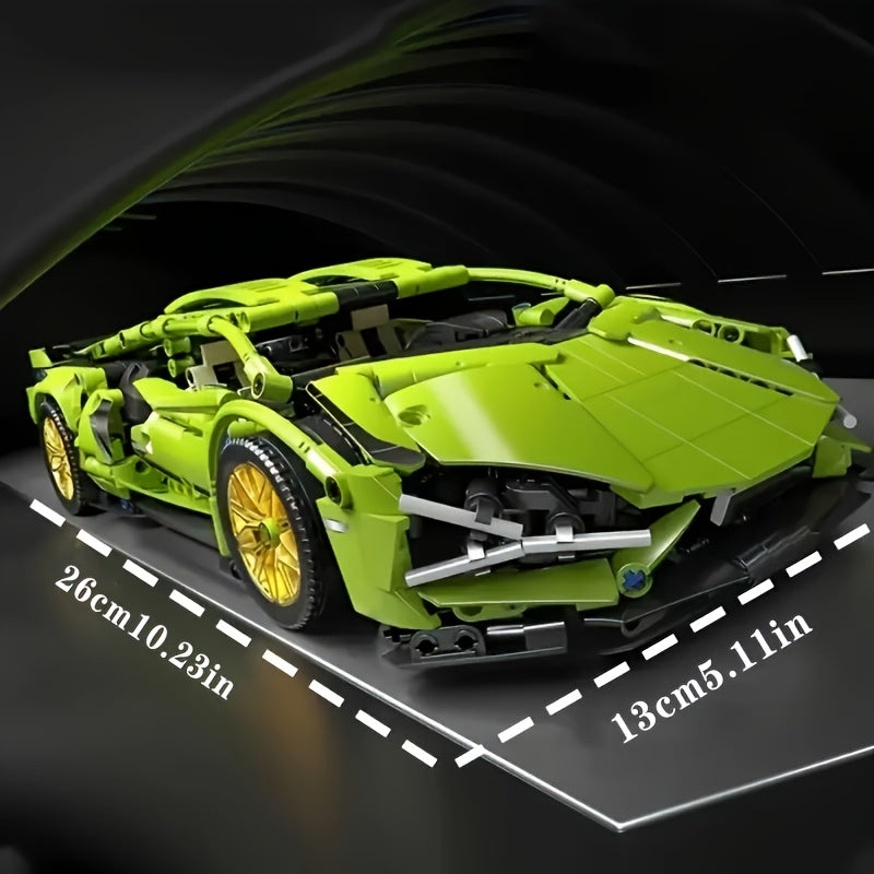 3300+ Piece Green Super Sports Car Building Block Kit - Perfect for Christmas & Birthday Gifts