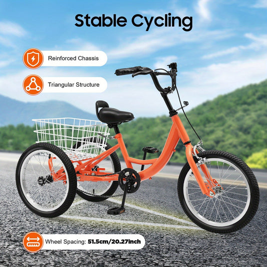 40.64cm Kids Tricycle with Adjustable Handlebar & Seat, Lightweight Steel Frame, Rear Basket, and Safety Features – Ideal for Outdoor Fun & Shopping