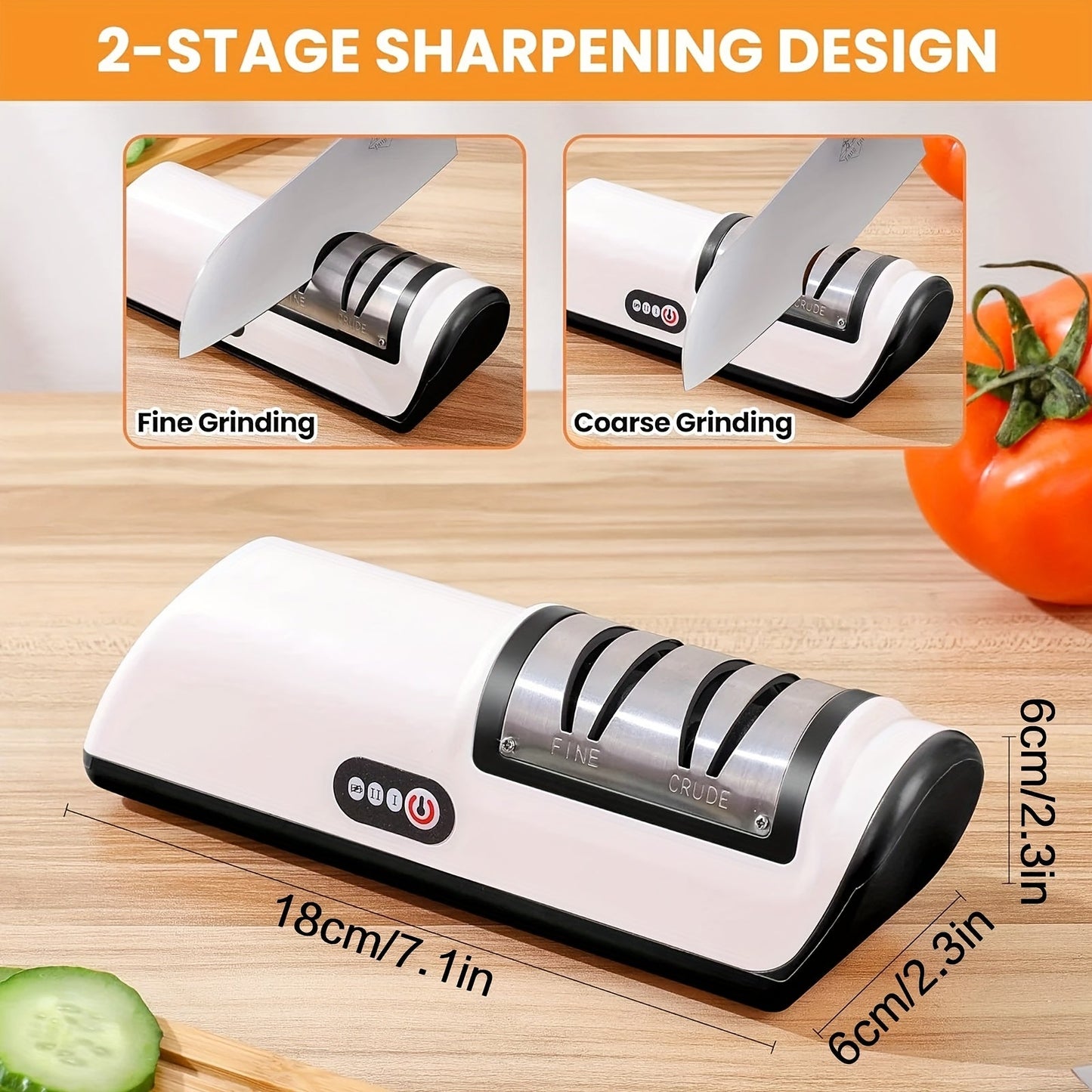 Professional 2-Stage Electric Knife Sharpener - Quick Sharpening & Polishing