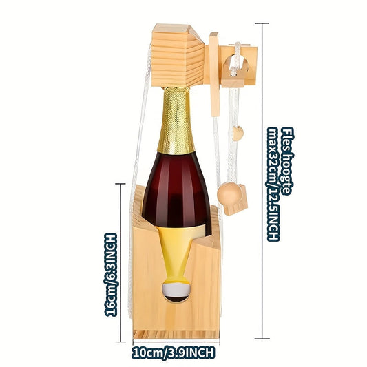 1pc Bottle Lock Puzzle Game for Adults – Decorative Wooden Lock & Key Design, Functional Drink Organizer, Perfect for Parties & Puzzle Enthusiasts