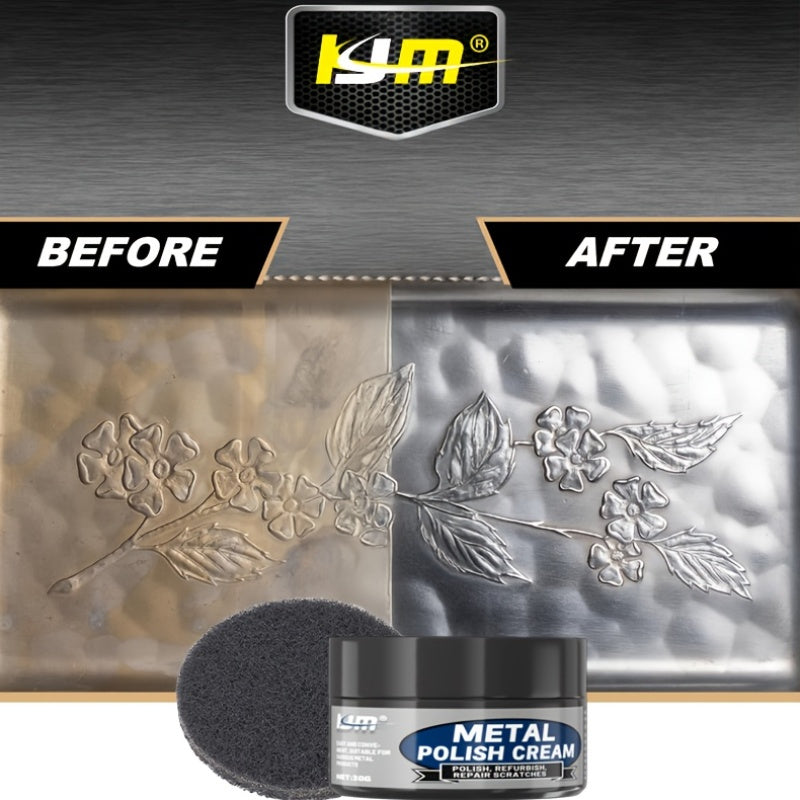 KJM Multi-Purpose Metal Polish & Repair Cream - Scratch Remover & Oxidation Protector for Chrome, Stainless Steel, Aluminum - Auto Detailing