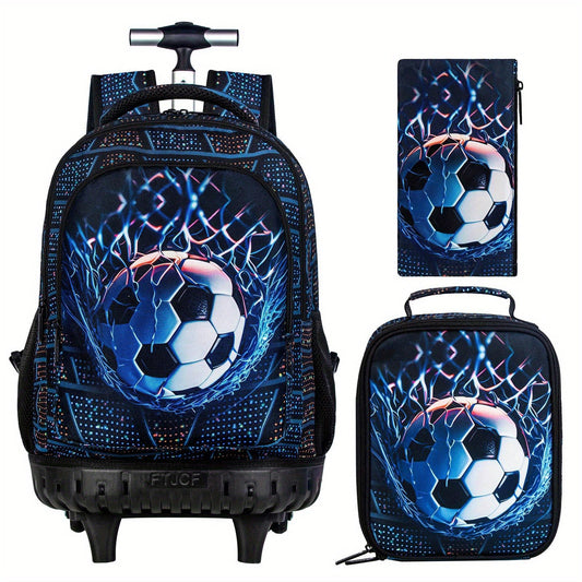 3pcs Rolling Backpack for Girls - 21 inch Foldable Wheeled School Bag Set