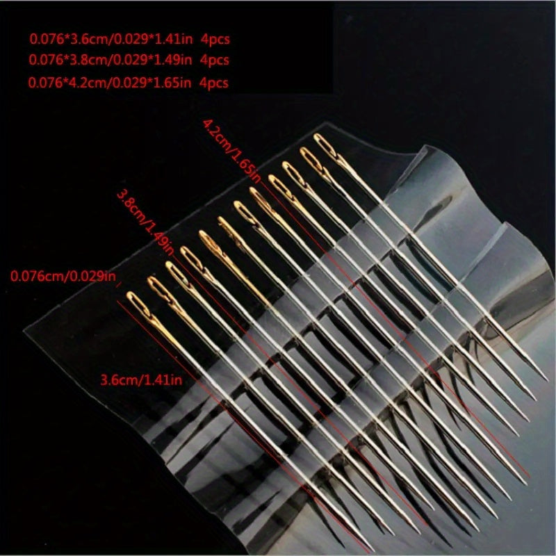 Heavy-Duty Sewing Needles - Easy Threading for Seniors & Arthritic Hands