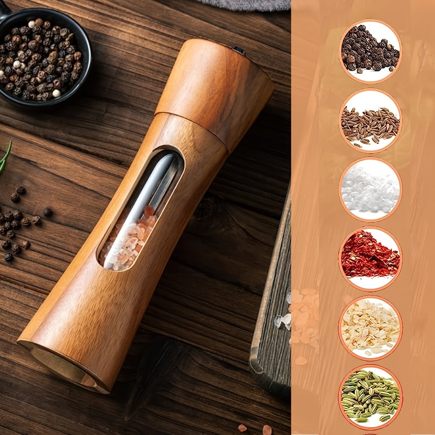 Faridabio Wooden Pepper Salt Mill Set - No Electricity Required - Housewarming Gift