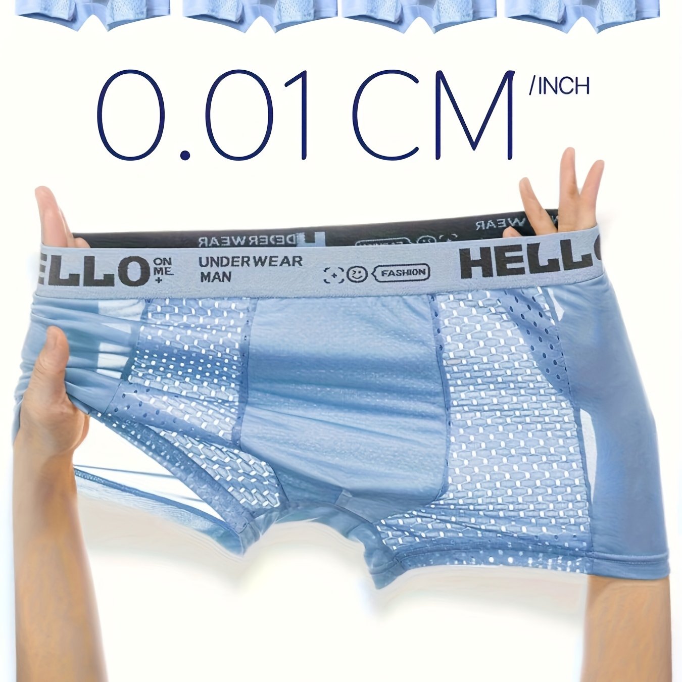 Men's Creative Ice Slippy Fiber Boxer Briefs 4-Pack - Breathable Mesh Fashion