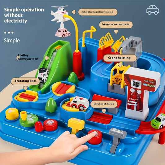 Adventure Track Playset with Magnetic Cars - Educational City Rescue Toy for Kids, Includes 3 Mini Vehicles, Perfect Gift for Boys & Girls