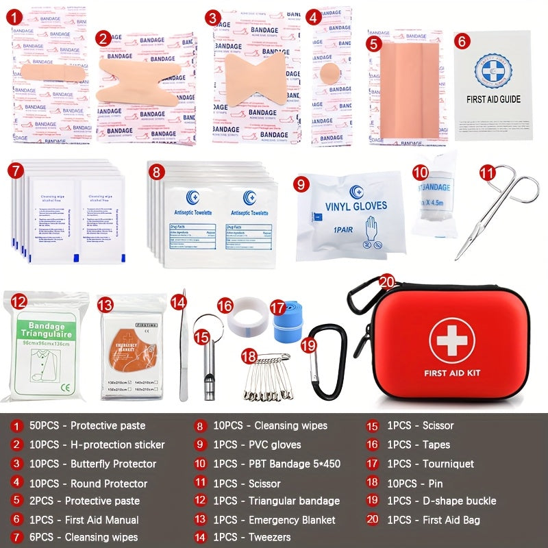 Mini First Aid Kit - Compact 120pcs Medical Kit for Emergencies in Car, Home, Office & Travel