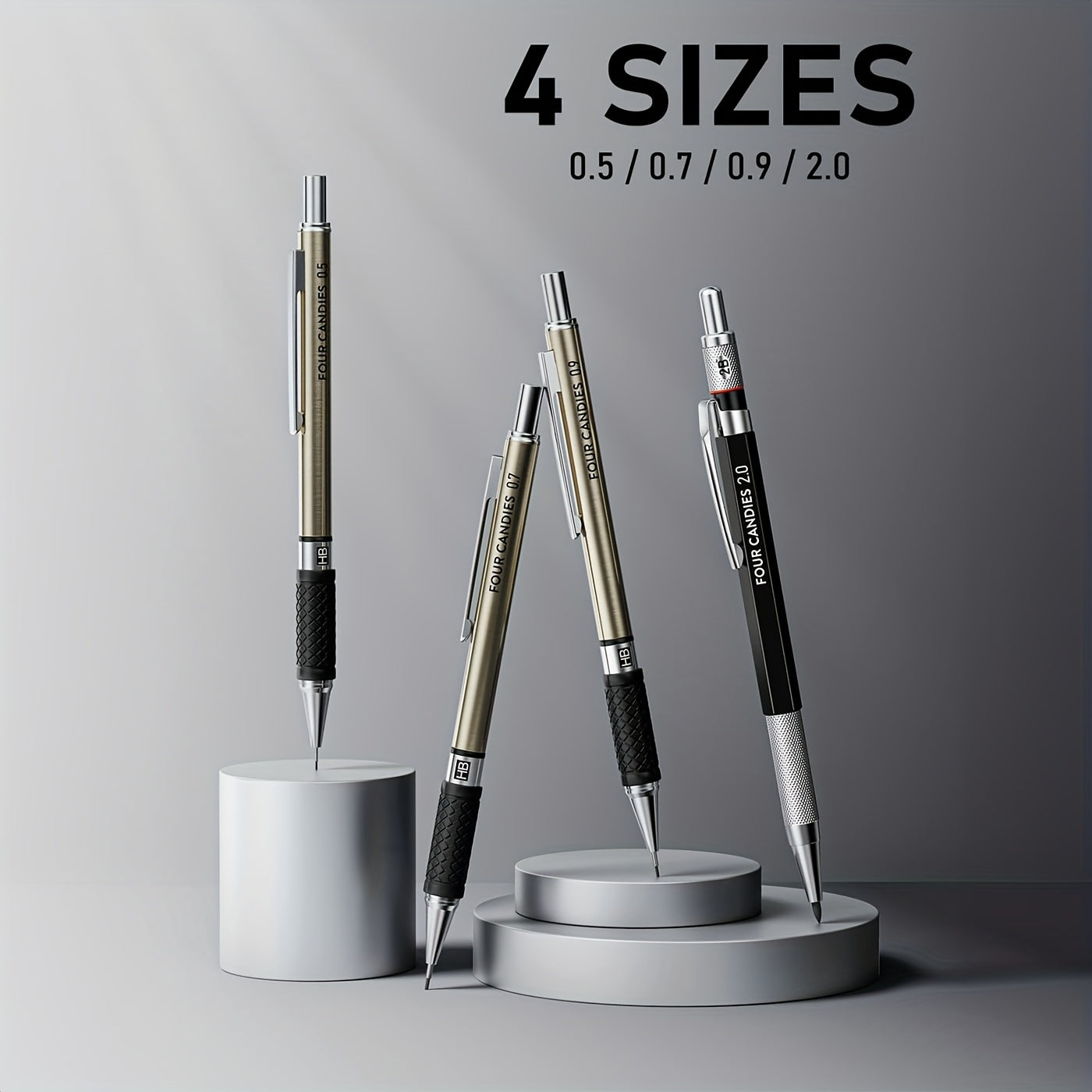Art Mechanical Pencil Set - 25pcs with Case, 0.5, 0.7, 0.9mm & 2mm Lead Holders